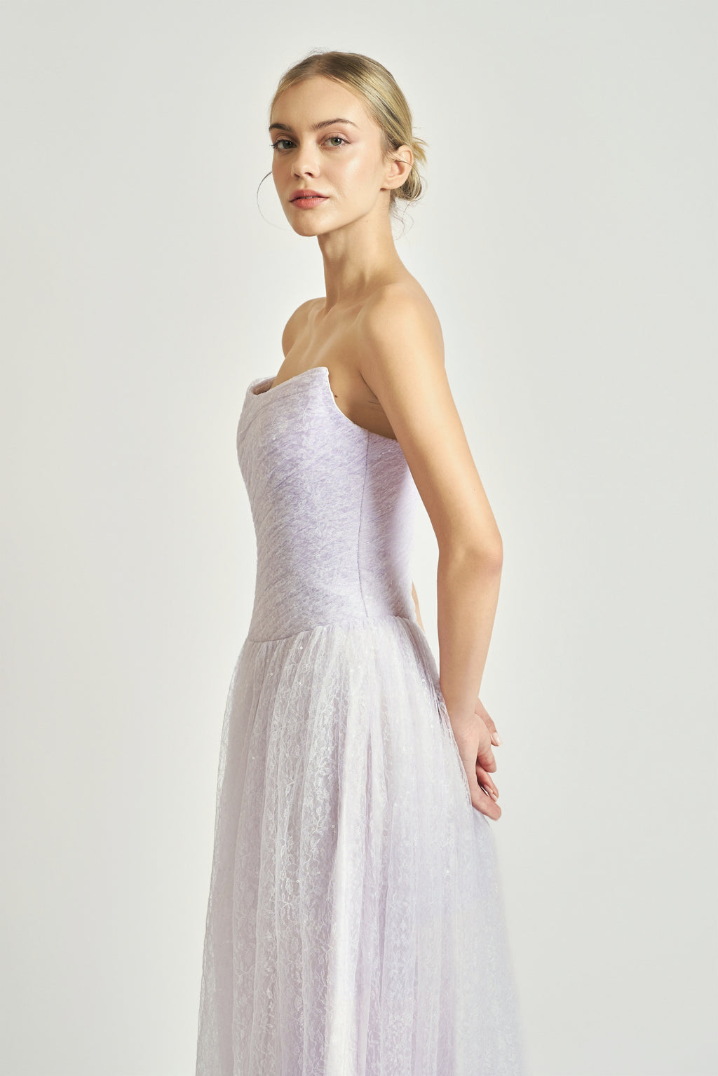 Blush Strapless Lace Dress