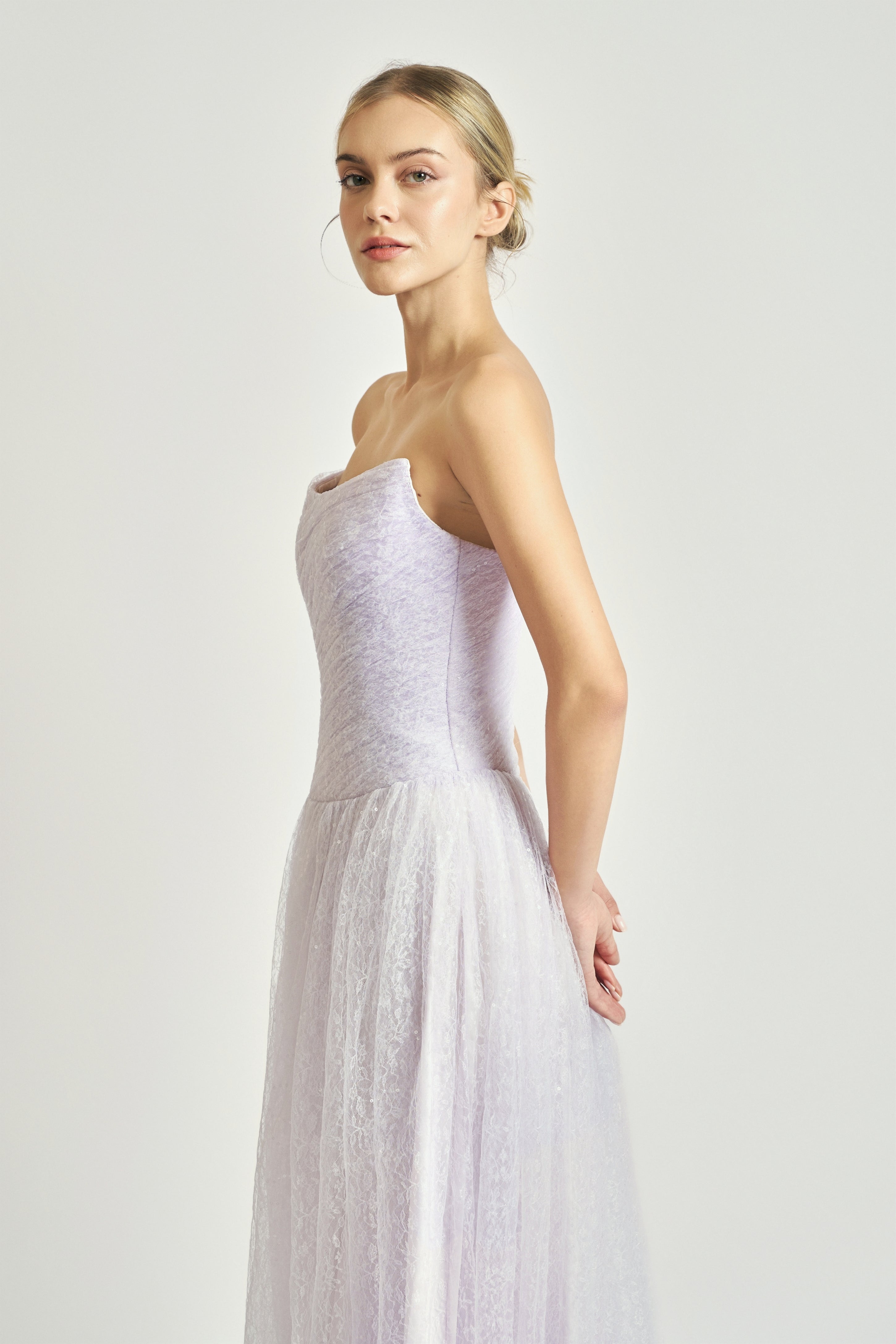 Blush Strapless Lace Dress