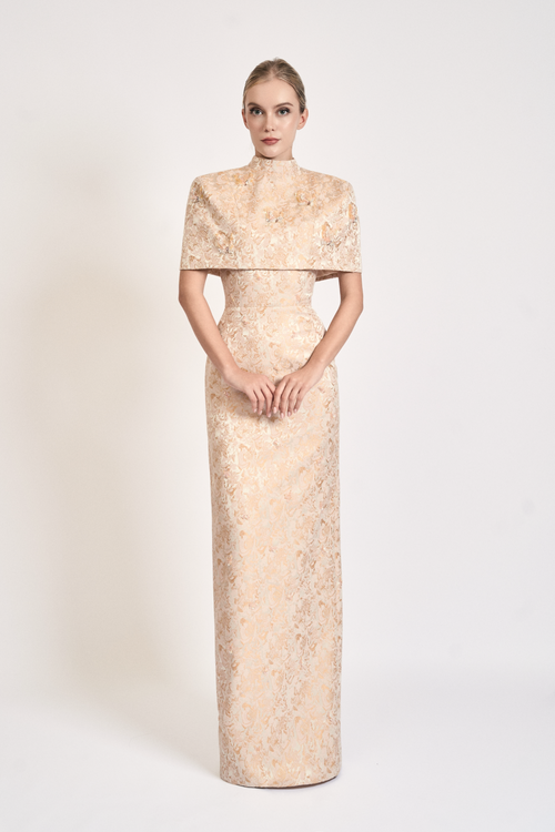 Butterfly Embellished Brocade Short Cape