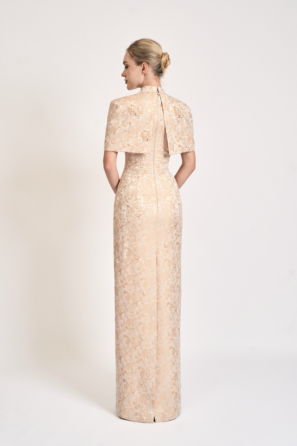 Butterfly Embellished Brocade Short Cape