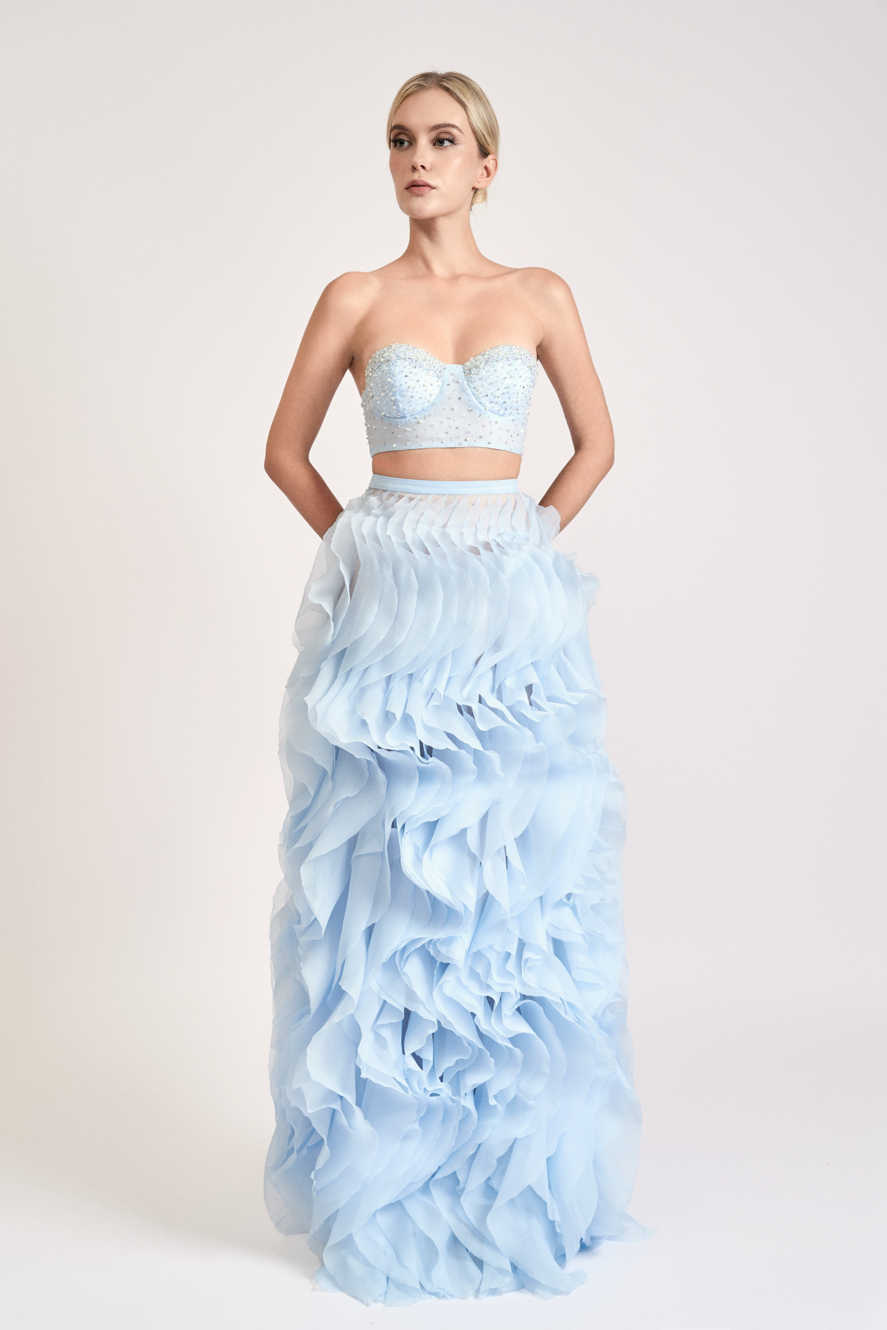 Ruffled Organza Maxi Skirt