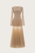 Nude Bloom Lace Maxi Dress