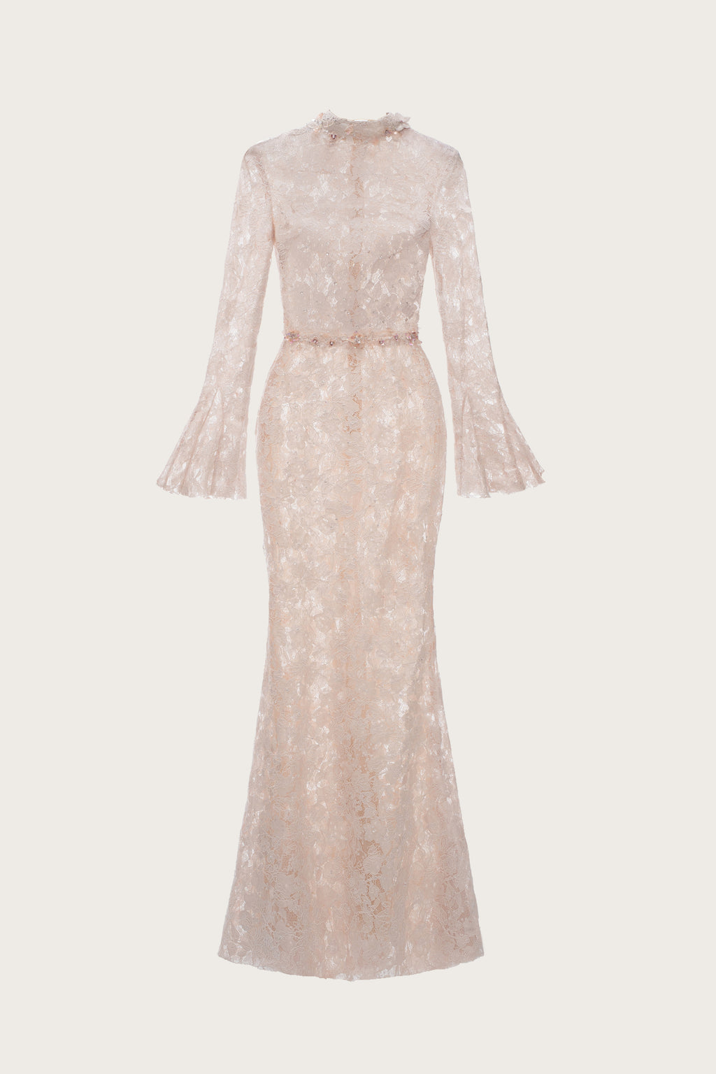 Ivory Lace High-Neck Mermaid Gown